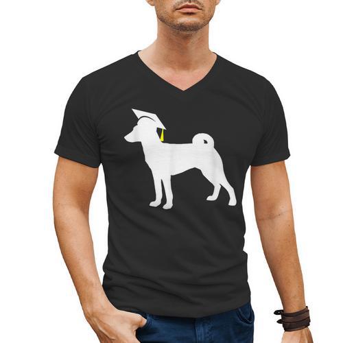Basenji Graduation Dog Graduate Men's V-Neck T-Shirt - Best Gift Smart