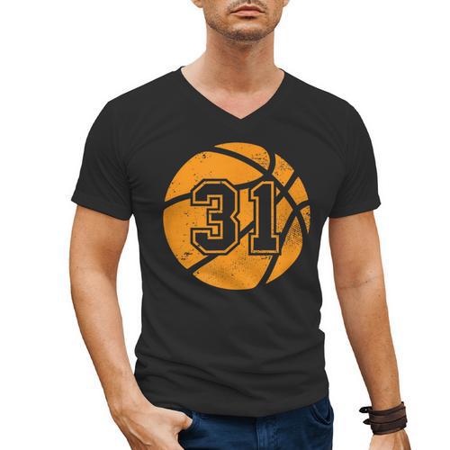 Basketball Player 31 Basketball Mom Dad Jersey Number 31 Men's V-Neck T-Shirt - Father's Day Fun