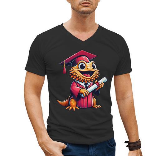 Bearded Dragon Graduation Kindergarten Elementary Girl Boy Men's V-Neck T-Shirt - Best Gift Smart