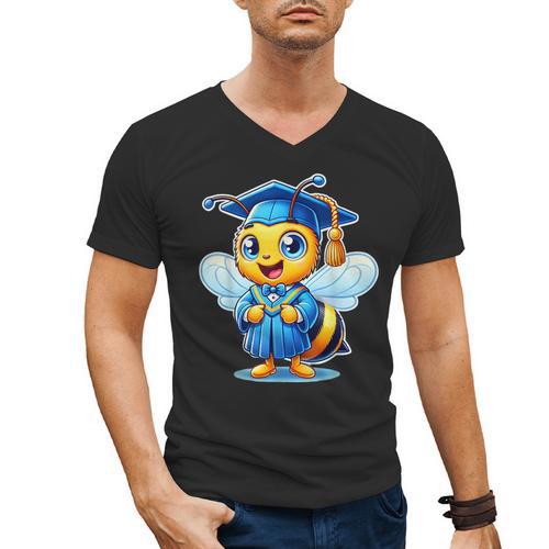 Bee Graduation Cute Kindergarten Elementary High School Men's V-Neck T-Shirt - Best Gift Smart
