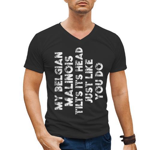 Belgian Malinois Mom Dad Dog Lover Women Men Kids Men's V-Neck T-Shirt - Father's Day Fun