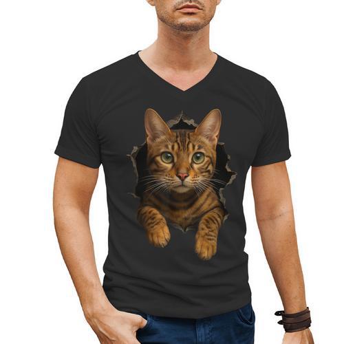 Bengal Cat Lover Animal Pet Bengal Cat Owner Mom Cat Dad Cat Men Women Kids Men's V-Neck T-Shirt - Father's Day Fun