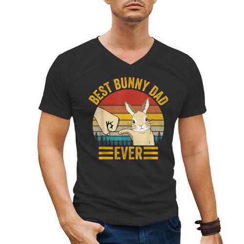 Best Bunny Dad Ever Rabbit Lover Father Pet Rabbit Men's V-Neck T-Shirt - Father's Day Fun