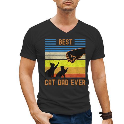 Best Cat Dad Ever Fist Bump For Fur Daddies Men Women Girls Kids Men's V-Neck T-Shirt - Father's Day Fun