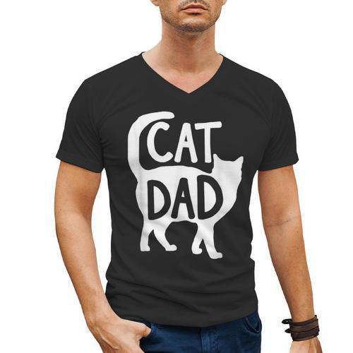 Best Cat Dad Fathers Day Men Kitty Daddy Papa Christmas Meow Men's V-Neck T-Shirt - Father's Day Fun