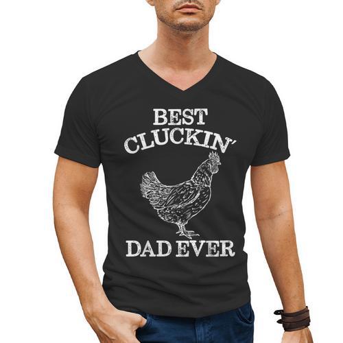 Best Cluckin' Dad Ever Father's Day Chicken Farm Shirt Men's V-Neck T-Shirt - Father's Day Fun