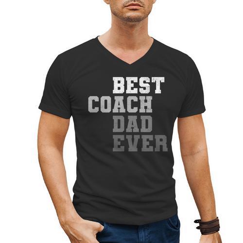 Best Coach Dad Ever Football Soccer Baseball Basketball Men's V-Neck T-Shirt - Father's Day Fun