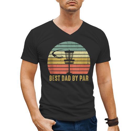 Best Dad By Par Disc Golf Father's Day Men's V-Neck T-Shirt - Father's Day Fun