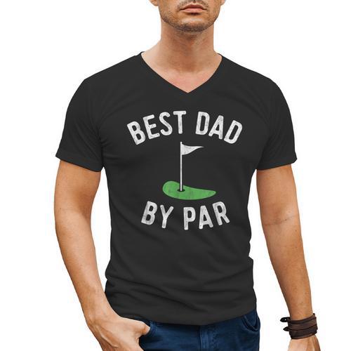 Best Dad By Par Golf Shirt Father's Day Daddy Men's V-Neck T-Shirt - Father's Day Fun