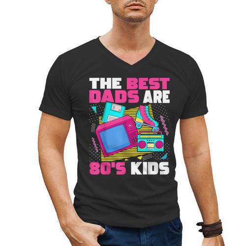 The Best Dads Are 80s Kids 80s Dad Nostalgia Men's V-Neck T-Shirt - Figerry