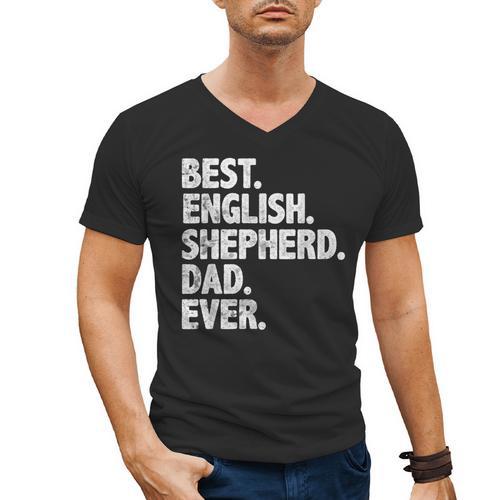 Best English Shepherd Dad Ever Dog Owner Daddy Father's Day Men's V-Neck T-Shirt - Father's Day Fun