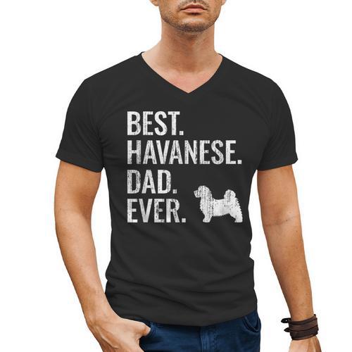 Best Havanese Dad Ever Cool Dog Owner Men's V-Neck T-Shirt - Father's Day Fun
