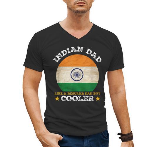 Best Indian Dad Ever Father's Day India Flag Pride Men's V-Neck T-Shirt - Father's Day Fun