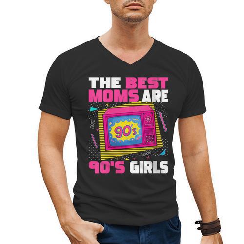 The Best Moms Are 90s Girls 90s Aesthetic Mom Nostalgia Men's V-Neck T-Shirt - Figerry