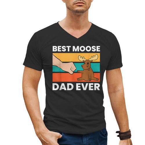Best Moose Dad Ever Moose Men's V-Neck T-Shirt - Father's Day Fun