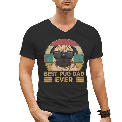 Best Pug Dad Ever Pug Dog For Men And Boys Men's V-Neck T-Shirt - Father's Day Fun