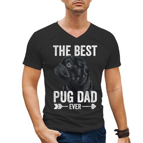 Best Pug Dad Ever Fathers Day Cute Daddy Dad Pug Men's V-Neck T-Shirt - Father's Day Fun