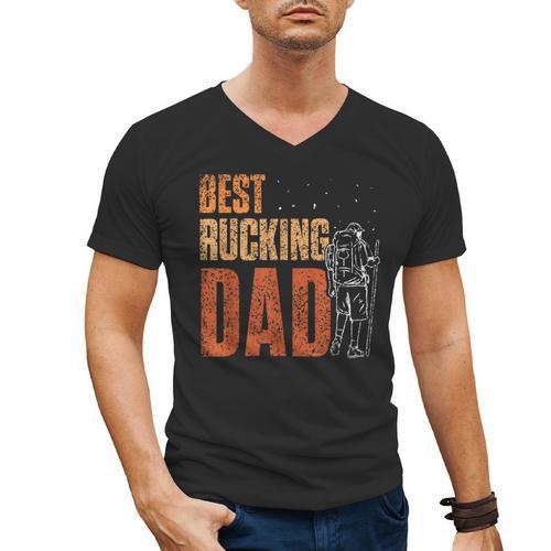 Best Rucking Dad Ruck Backpack Rucksack Workout Rucking Men's V-Neck T-Shirt - Father's Day Fun