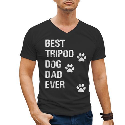 Best Tripod 3 Legged Dog Dad Novelty Dog Dad TShirt Men's V-Neck T-Shirt - Father's Day Fun