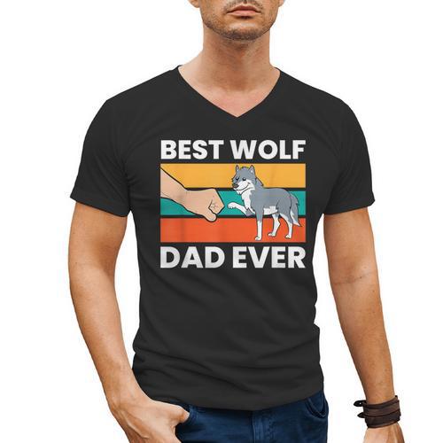 Best Wolf Dad Ever Men's V-Neck T-Shirt - Father's Day Fun
