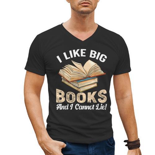 I Like Big Books And I Cannot Lie Book Reading Men's V-Neck T-Shirt - Bookorys