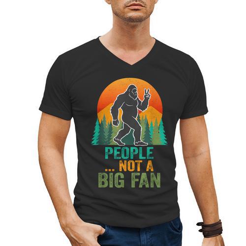 Bigfoot Introvert People Not A Big Fan Retro Sasquatch Men's V-Neck T-Shirt - Raresse