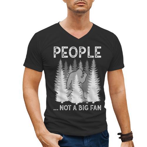 Bigfoot People Not a Big Fan Sasquatch Introvert Men's V-Neck T-Shirt - Raresse