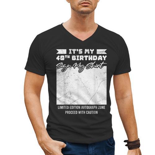 Birthday It's My 40th Birthday Guest Book Birthday Party Men's V-Neck T-Shirt - Bookorys
