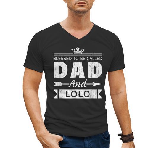Blessed To Be Called Dad And Lolo Grandpa Men's V-Neck T-Shirt - Father's Day Fun