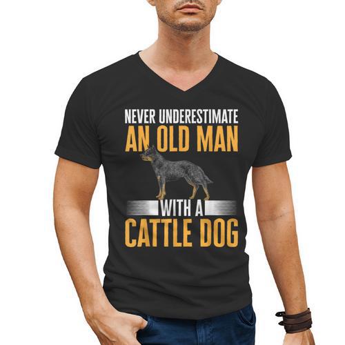 Blue Heeler Dad Australian Cattle Dog Men Men's V-Neck T-Shirt - Father's Day Fun