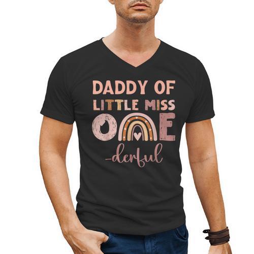 Boho Daddy Of Miss Onederful 1st Birthday Girl Cute Small Men's V-Neck T-Shirt - Father's Day Fun