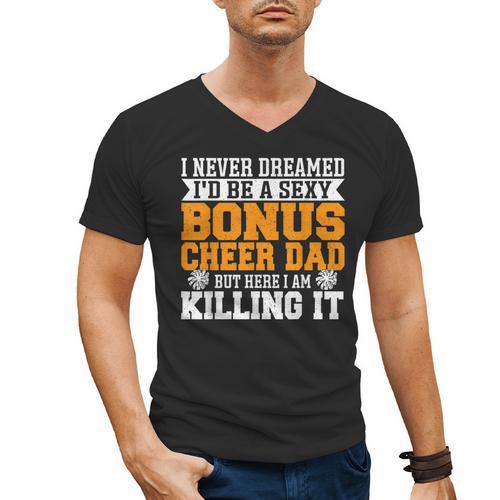 Bonus Cheer Dad Cheer Step Dad Men's V-Neck T-Shirt - Father's Day Fun