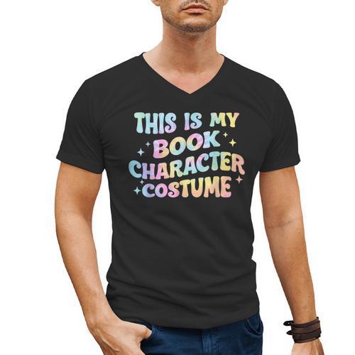 This Is My Book Character Costume Book Lover Groovy Men's V-Neck T-Shirt - Bookorys