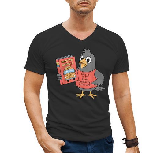 This Is My Book Character Costume- Pigeon Kids Reading Men's V-Neck T-Shirt - Bookorys