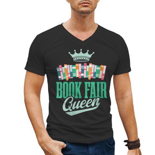 Book Fair Queen Literature School Book Fair Event Men's V-Neck T-Shirt - Bookorys
