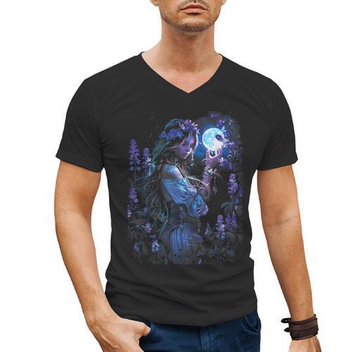 Book Fantasy Art Beautiful Elf Princess Fairy Men's V-Neck T-Shirt - Bookorys