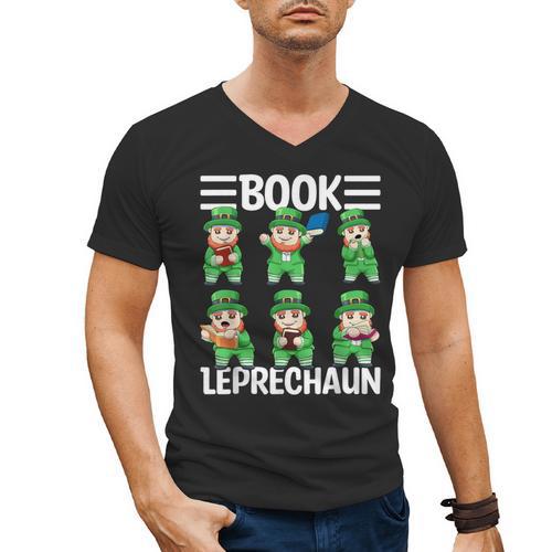Book Leprechaun St Patrick's Day Library Librarian Reading Men's V-Neck T-Shirt - Bookorys AU