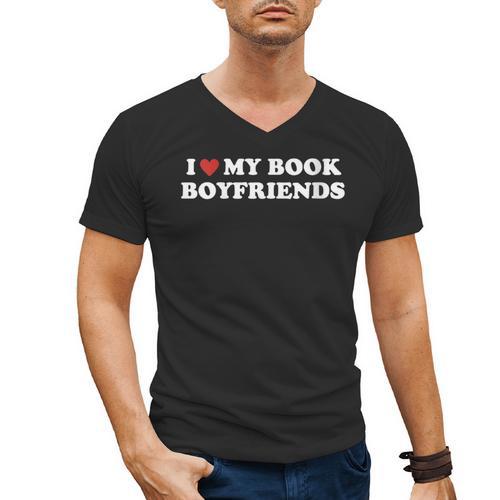 Book Lover Reading I Love My Book Boyfriends Men's V-Neck T-Shirt - Bookorys CA