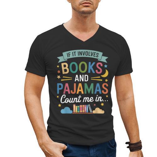Book Lovers Reading Bedtime Cozy Pajama For Librarians Men's V-Neck T-Shirt - Bookorys