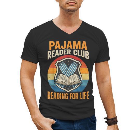 Book And Pajamas Reading Bedtime Men's V-Neck T-Shirt - Bookorys
