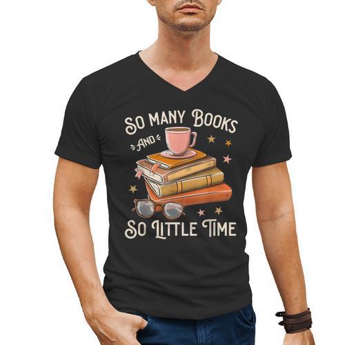 Book Reading Kafee Librarian Vele Books And Little Time Men's V-Neck T-Shirt - Bookorys