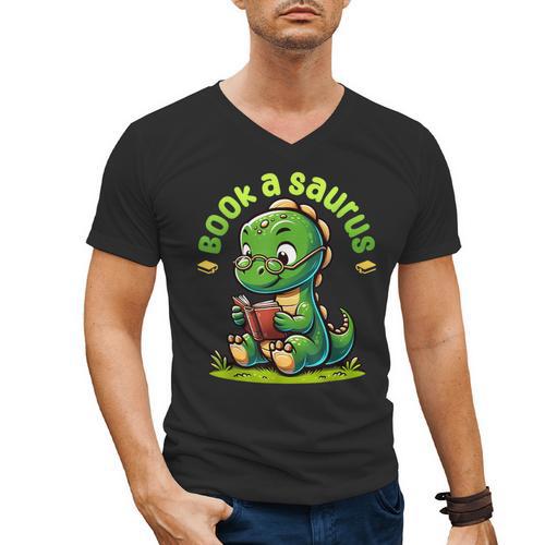 Book A Saurus Bookasaurus Dinosaur Book Girls Boys Toddler Men's V-Neck T-Shirt - Bookorys DE