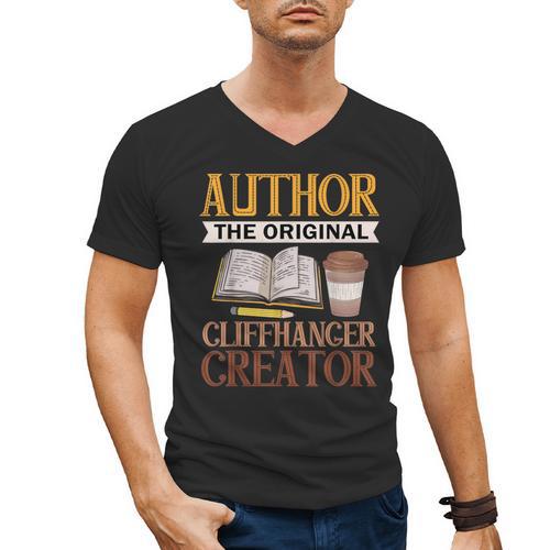 Book Writer Cliffhanger Creator Author Book Writing Novelist Men's V-Neck T-Shirt - Bookorys
