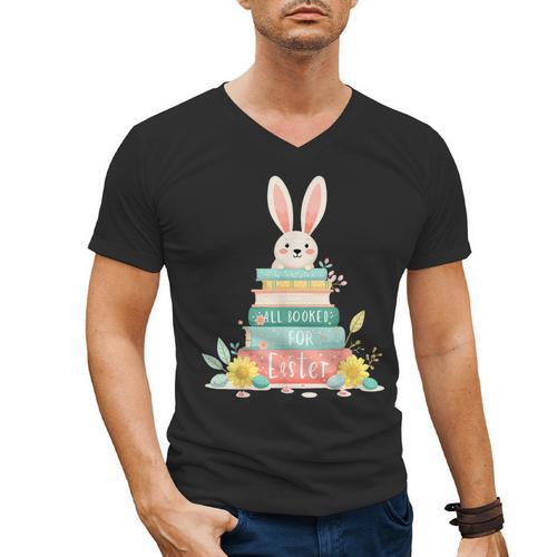 All Booked For Easter Shirt Bookworm Reading Book Reader Men's V-Neck T-Shirt - Bookorys DE