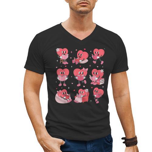 All Booked For Valentine Book Teacher Kids Girls Boys Men's V-Neck T-Shirt - Bookorys CA