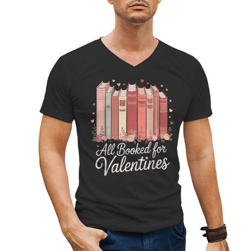 All Booked For Valentines Romantic Books Men's V-Neck T-Shirt - Bookorys