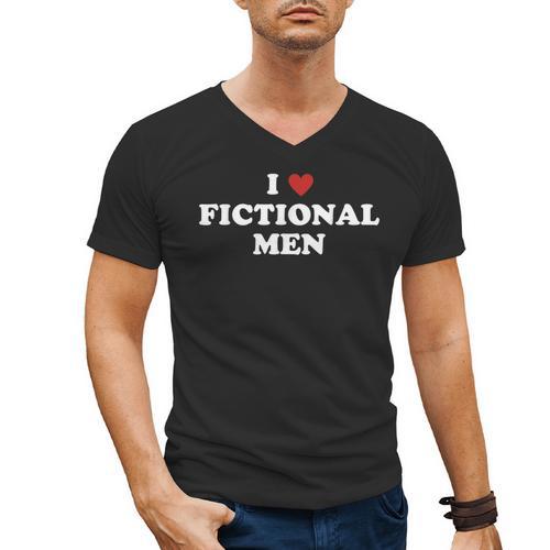 Bookish Quote Reading Lover I Love Fictional Men Men's V-Neck T-Shirt - Bookorys