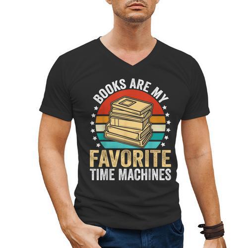 Books Are My Favorite Time Machines Men's V-Neck T-Shirt - Bookorys DE