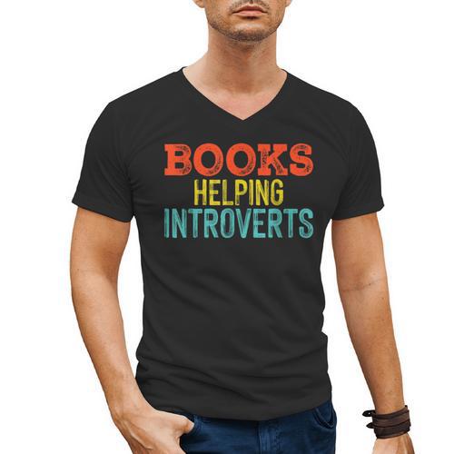 Books Helping Introverts I Introvert Men's V-Neck T-Shirt - Raresse