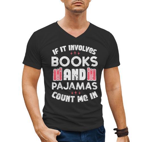 Books Pajamas Read Reading Book Librarian Women Girls Men's V-Neck T-Shirt - Bookorys